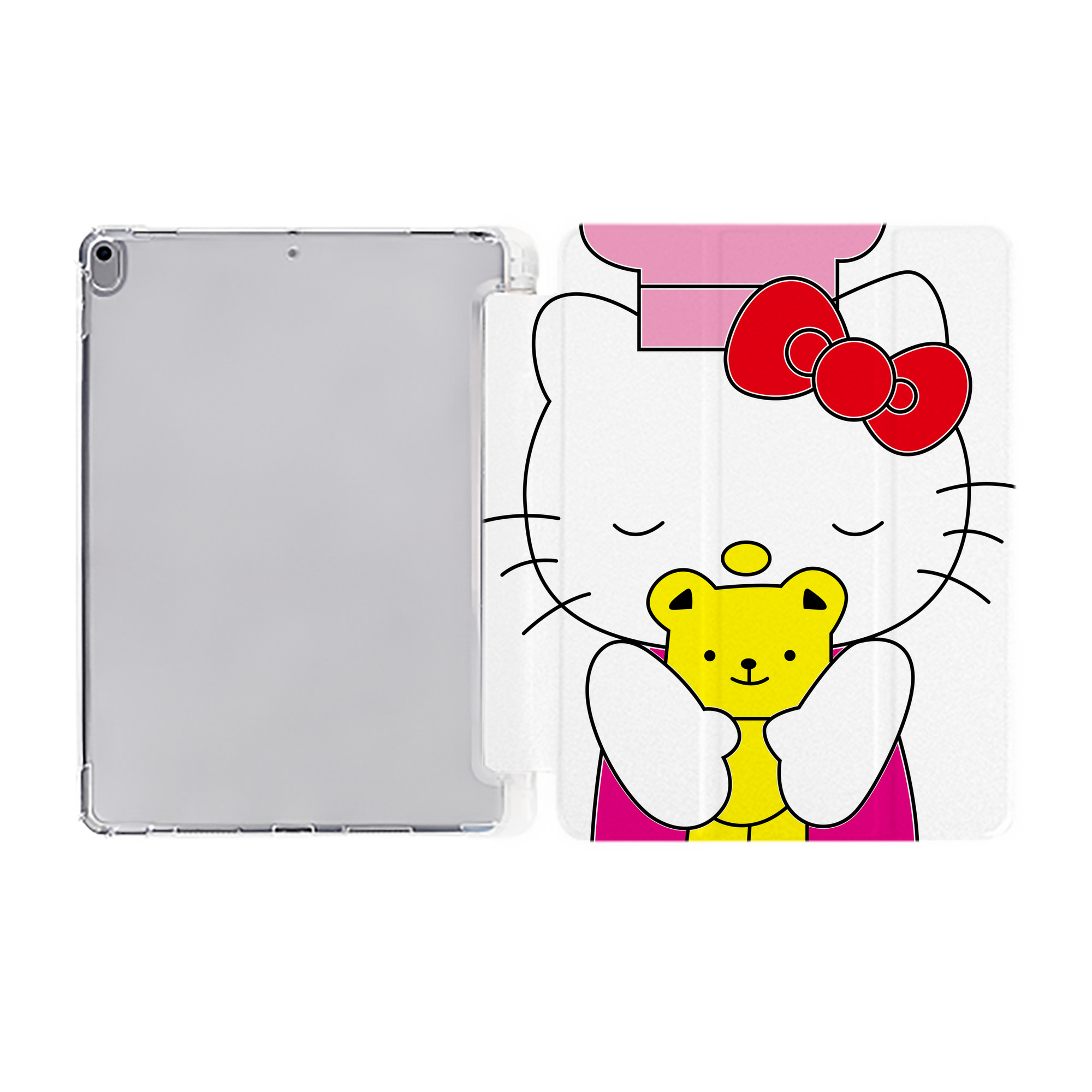（画像用） Hello Kitty ハローキティ IPad ケース ペン収納付き 三つ折りスタンド PUレザー×シリコン 対応機種9.5/10.5/10.9インチ